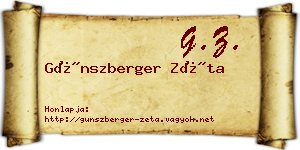 Günszberger Zéta névjegykártya